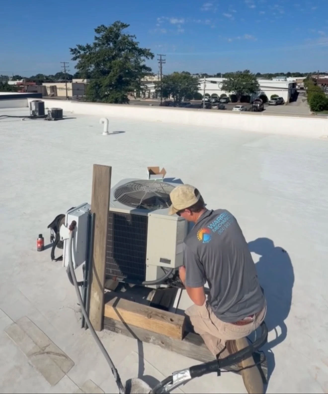 HVAC equipment at an actual Warren Mechanical rooftop jobsite